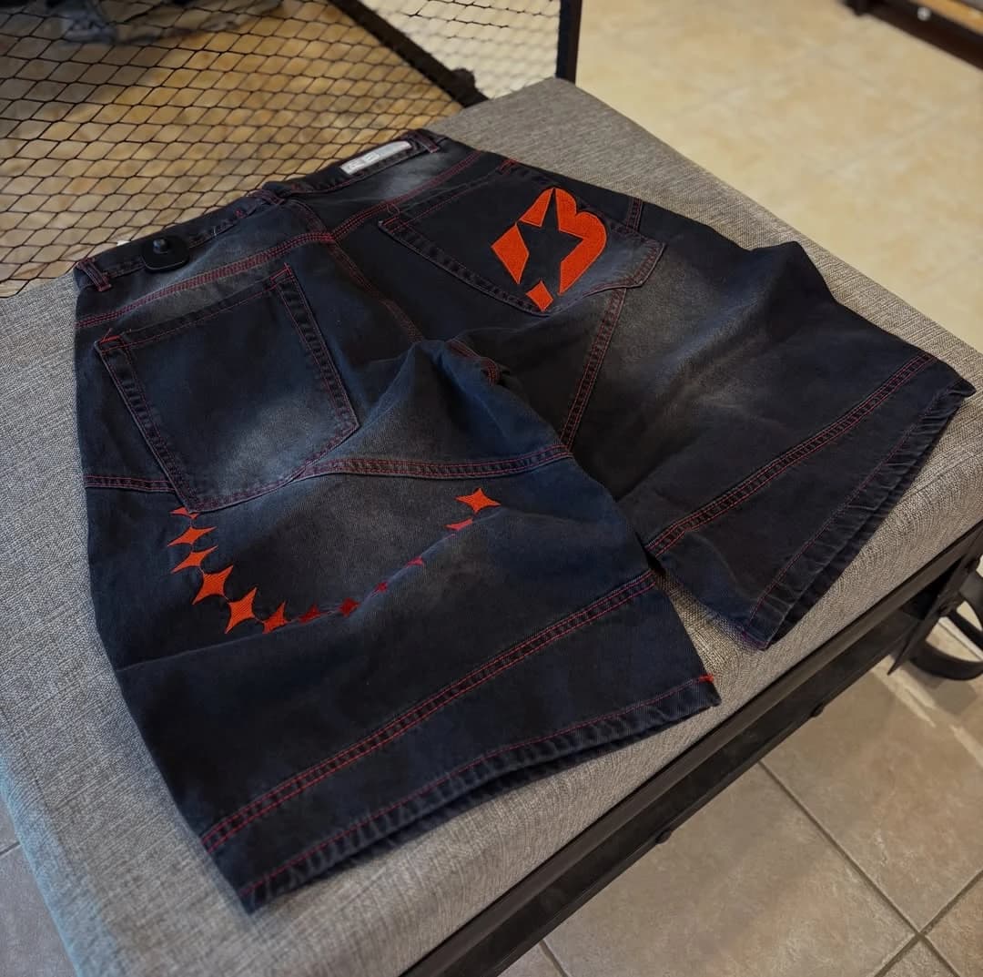 Bermuda Denim Oversize Black Red